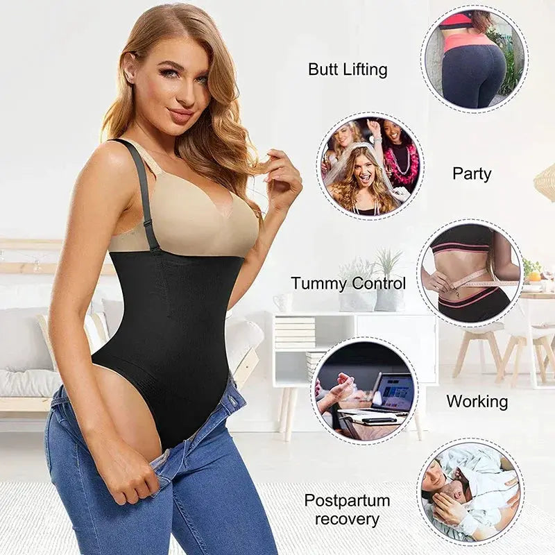 High Waist Thong Bodysuit Shapewear for Tummy Control