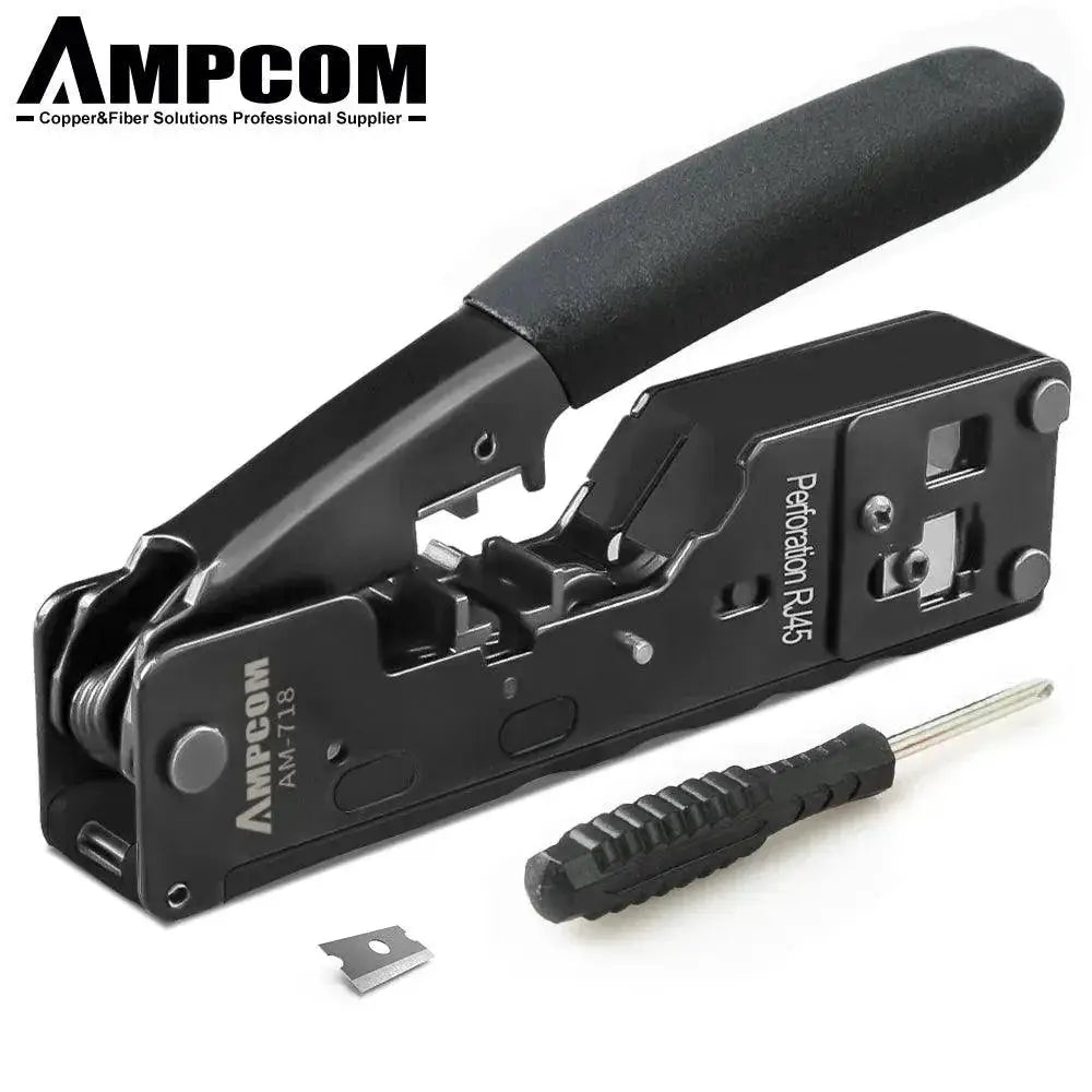 AMPCOM Ethernet Cable Crimper Professional Pass Through Tool