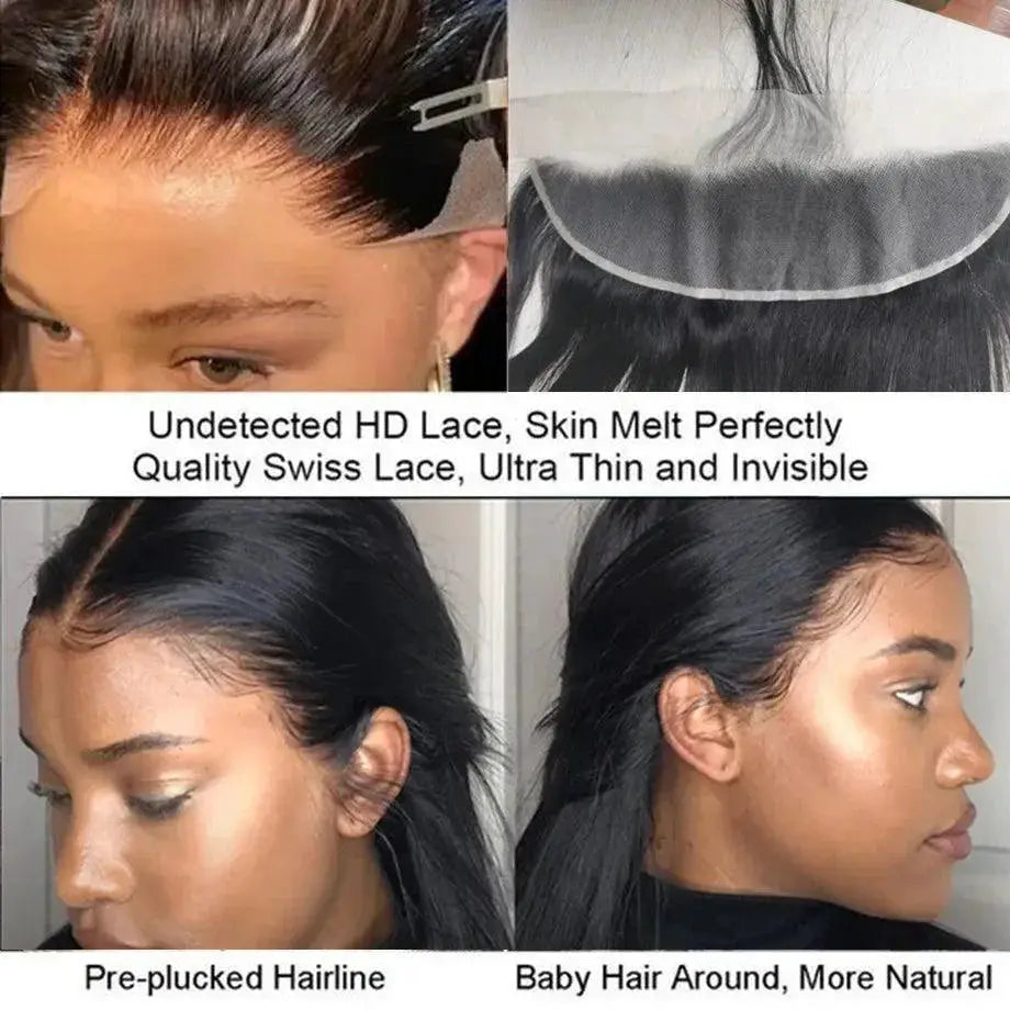 HD Transparent Lace Brazilian Straight Hair Frontal Remy