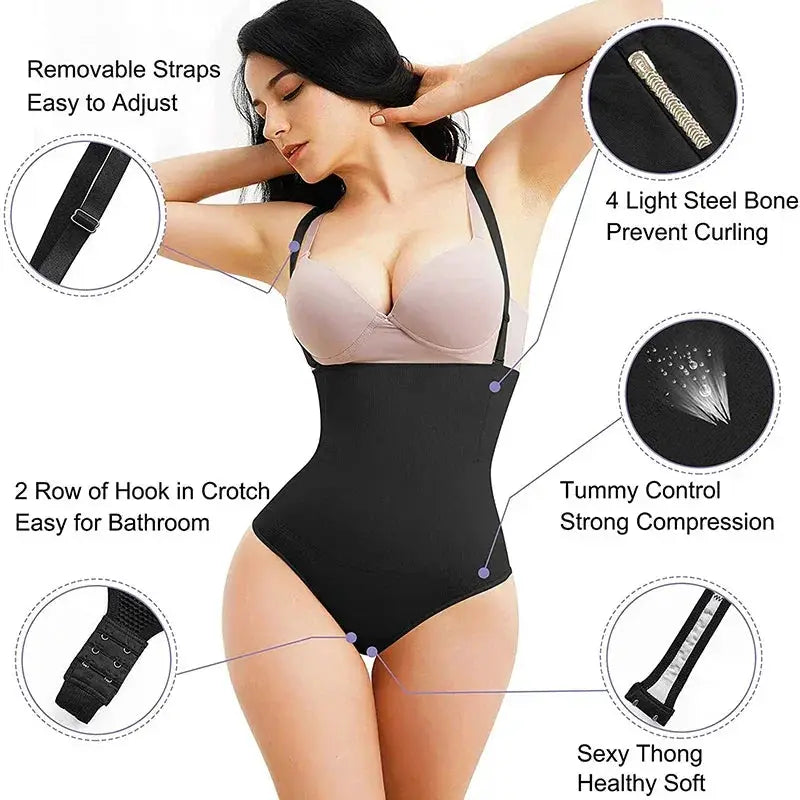 High Waist Thong Bodysuit Shapewear for Tummy Control