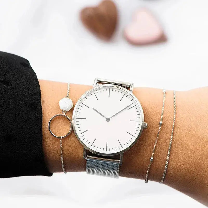 Rose Gold Quartz Steel Watch Luxury Timepiece for Ladies