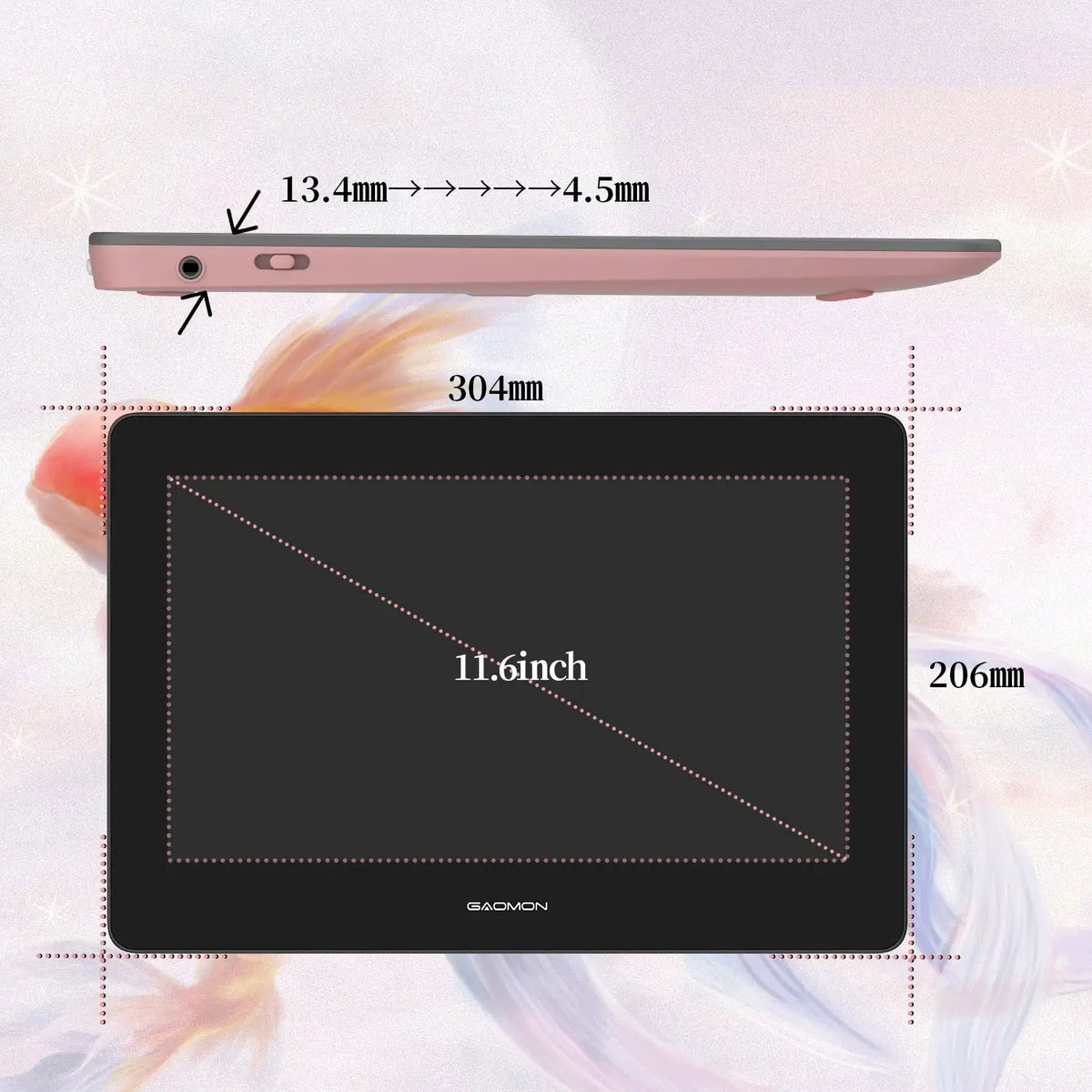 GAOMON 11.6 Inch Graphics Tablet Screen PD1220 Digital Tablets Battery Free Pen Drawing Display Support PC Mac Windows AndroidOS