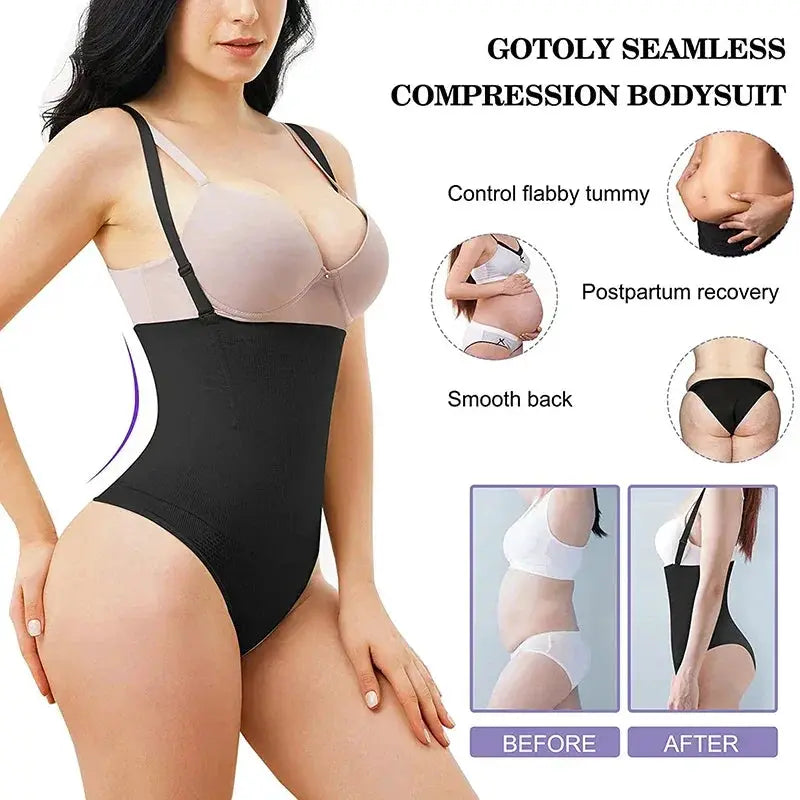 High Waist Thong Bodysuit Shapewear for Tummy Control