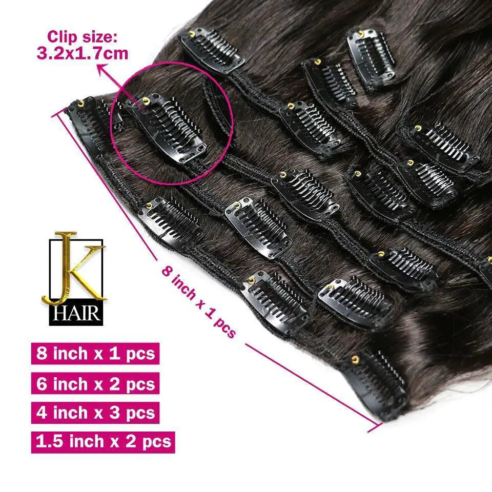 Brazilian Straight Clip In Hair Extensions Full Head Kit
