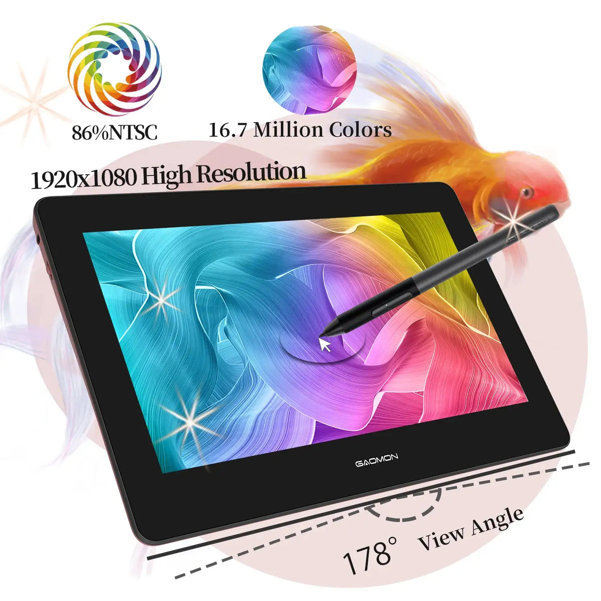 GAOMON 11.6 Inch Graphics Tablet Screen PD1220 Digital Tablets Battery Free Pen Drawing Display Support PC Mac Windows AndroidOS