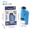 Mini Pocket Microscope Kit 60-120x LED Light For Kids