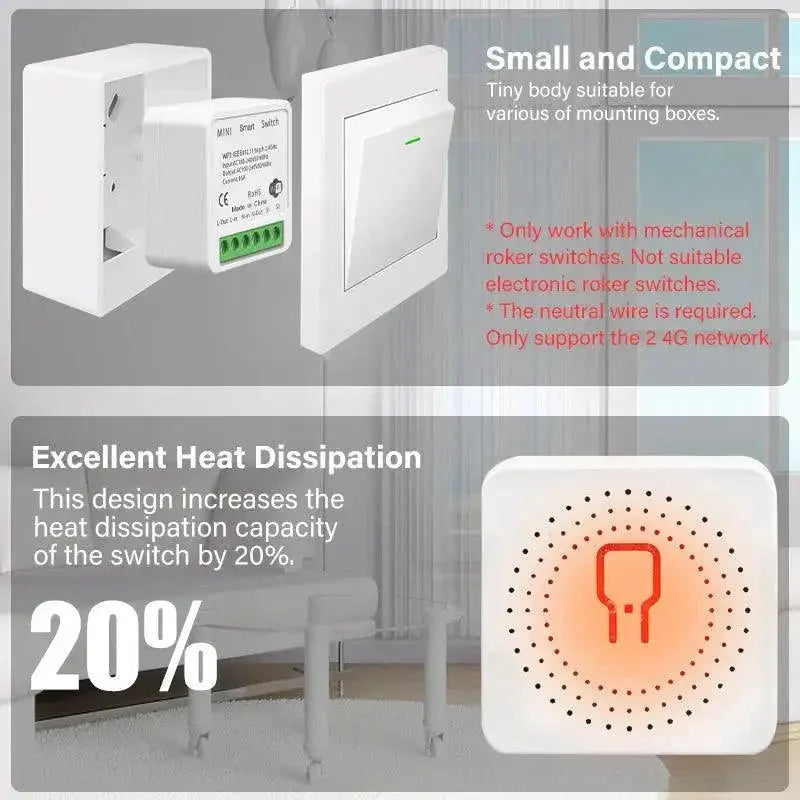 WiFi Smart Mini Switch For Home Automation Voice Control