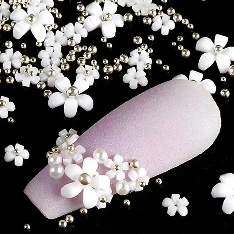 Acrylic Flower Nail Art Set Sparkling Rhinestones Gems Kit