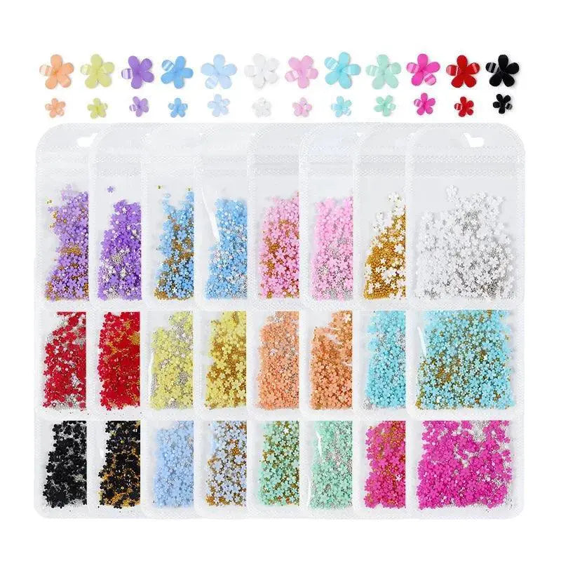 Acrylic Flower Nail Art Set Sparkling Rhinestones Gems Kit