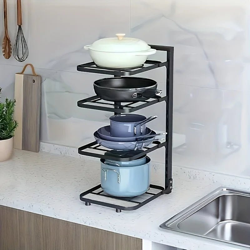 Adjustable Carbon Steel Pot Rack Organizer Multilayer Kitchen Storages Pots Pans