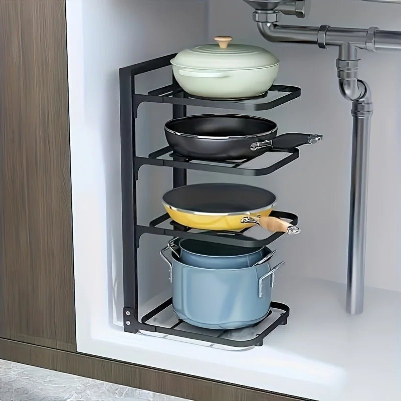 Adjustable Carbon Steel Pot Rack Organizer Multilayer Kitchen Storages Pots Pans