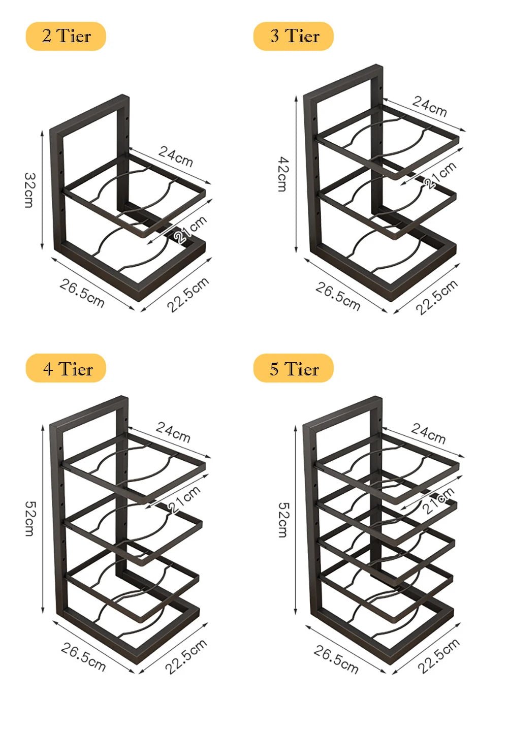 Adjustable Carbon Steel Pot Rack Organizer Multilayer Kitchen Storages Pots Pans