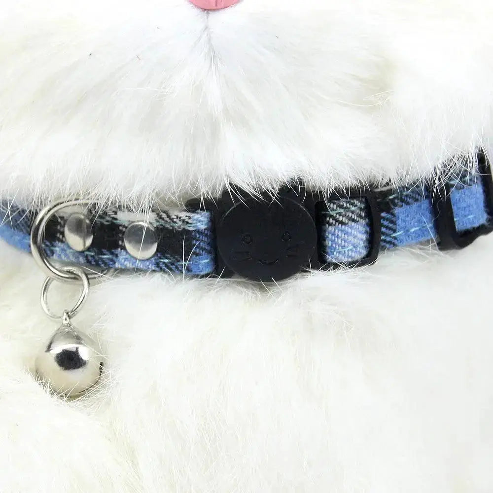 Adjustable Cat Collar With Bell Cotton Security Snap