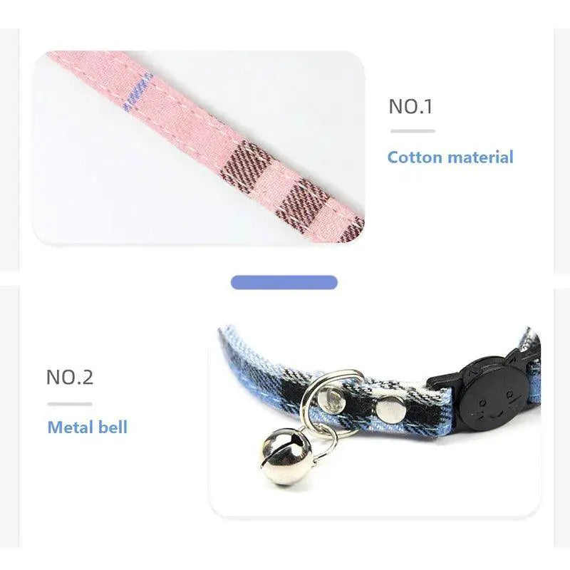 Adjustable Cat Collar With Bell Cotton Security Snap