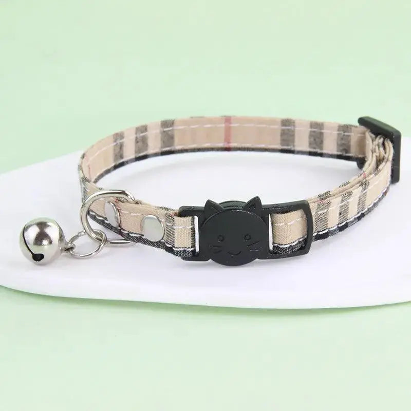 Adjustable Cat Collar With Bell Cotton Security Snap