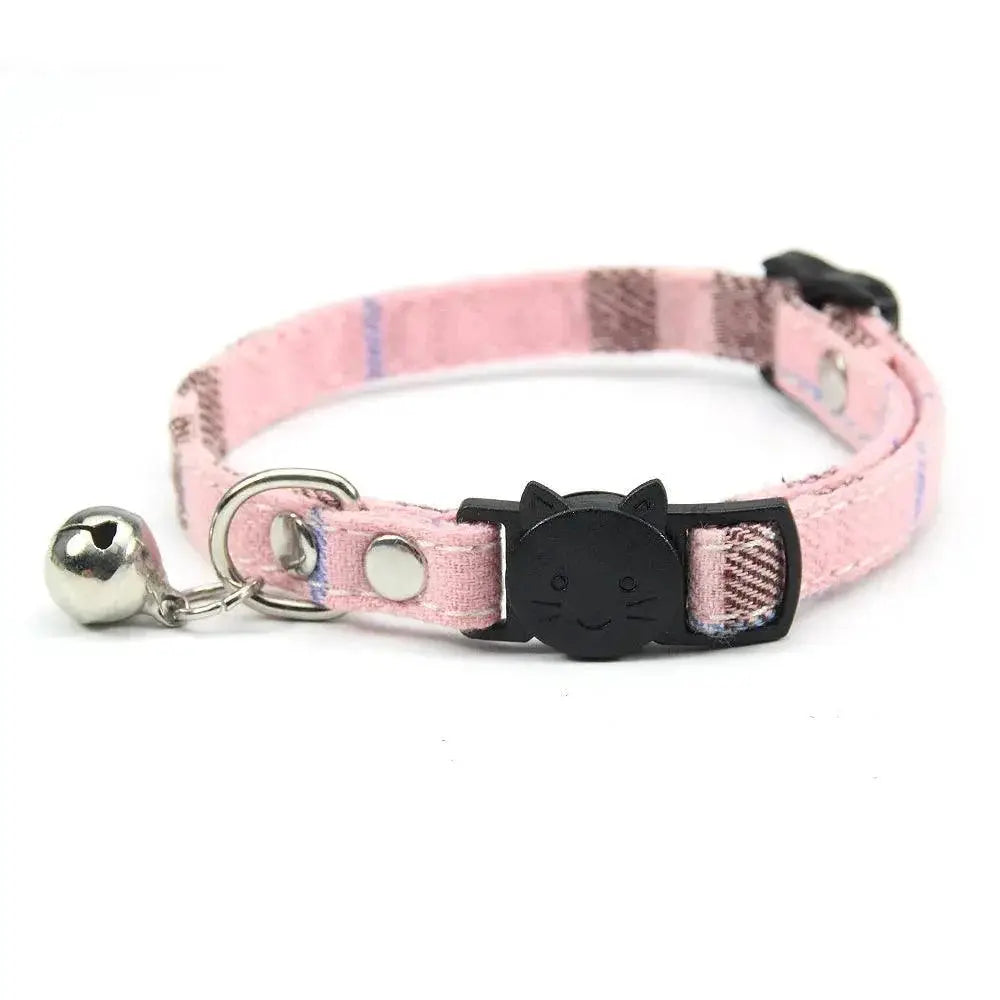 Adjustable Cat Collar With Bell Cotton Security Snap