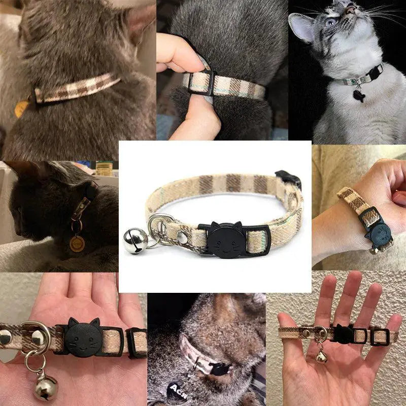 Adjustable Cat Collar With Bell Cotton Security Snap