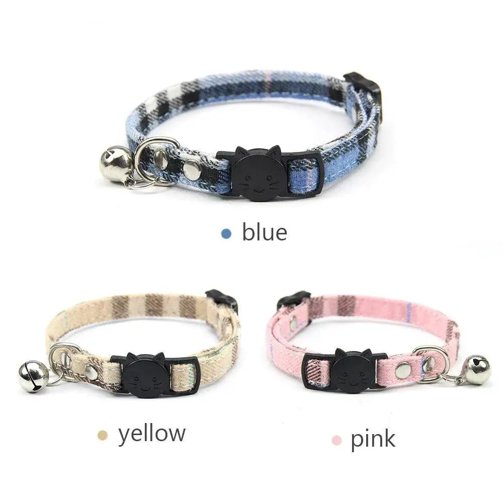 Adjustable Cat Collar With Bell Cotton Security Snap