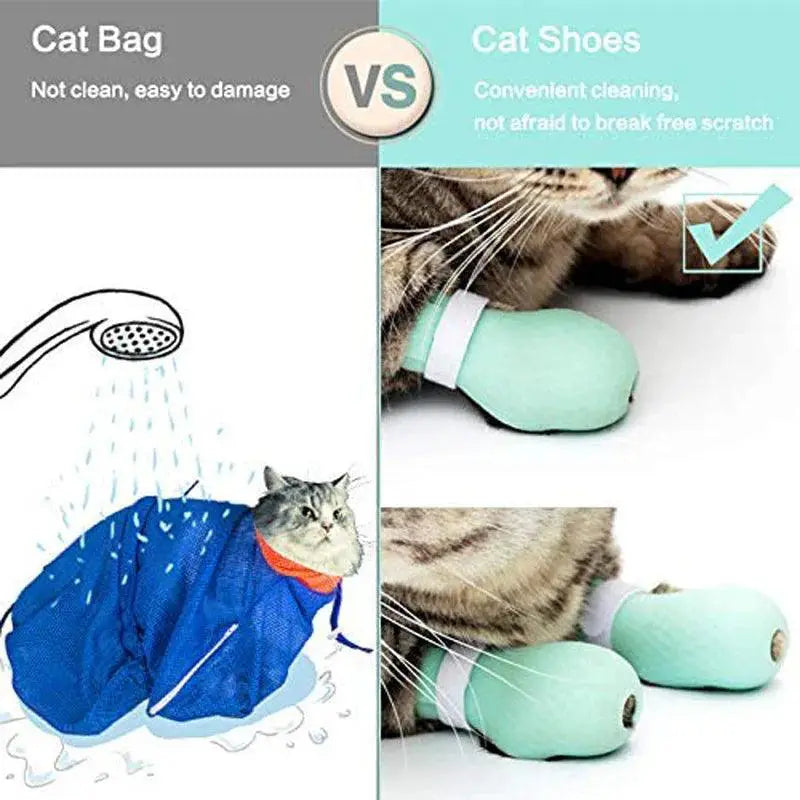 Adjustable Cat Silicone Paw Shoes for Anti Scratch Grooming