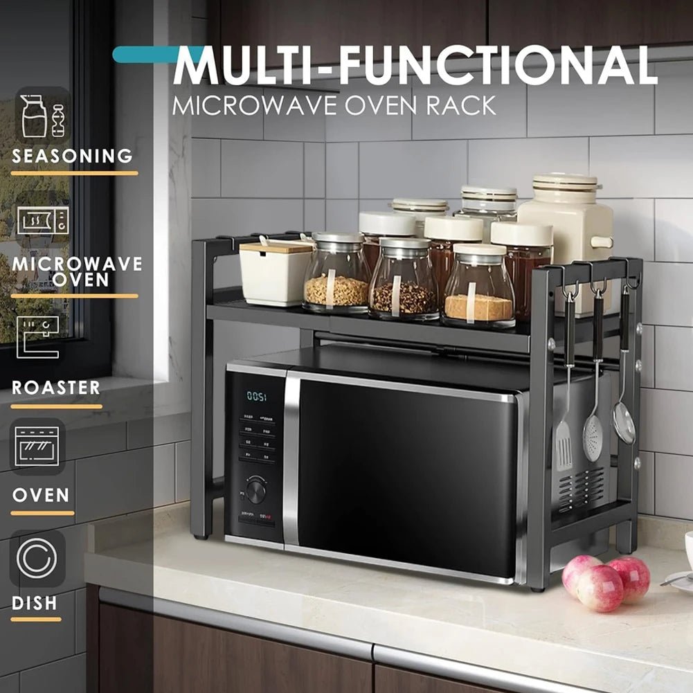 Adjustable Microwave Oven Rack With Cutting Board Stand For Kitchen Storage Plus