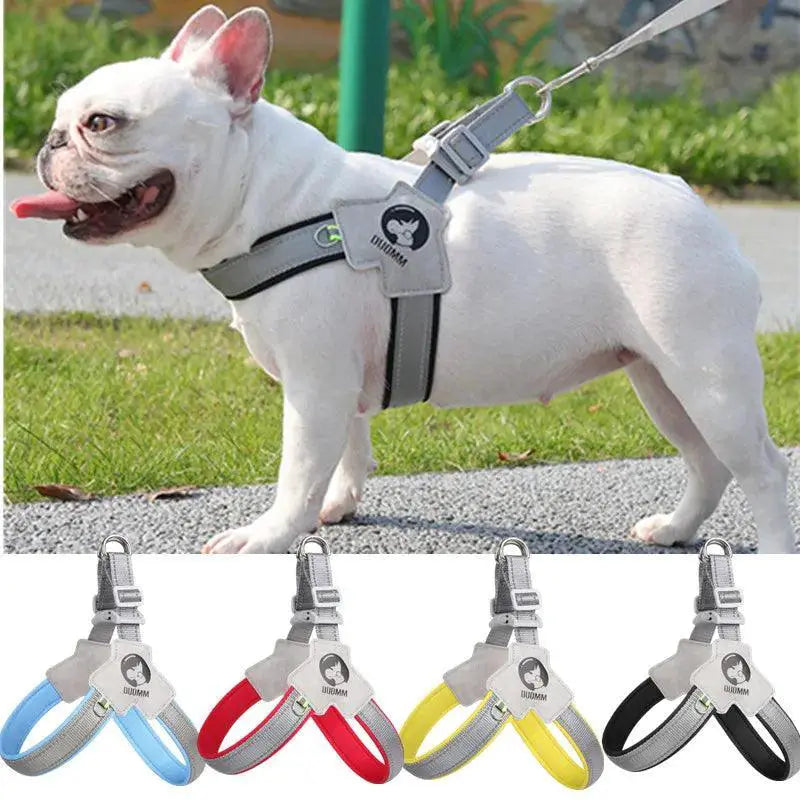 Adjustable Reflective Mesh Harness for French Bulldog
