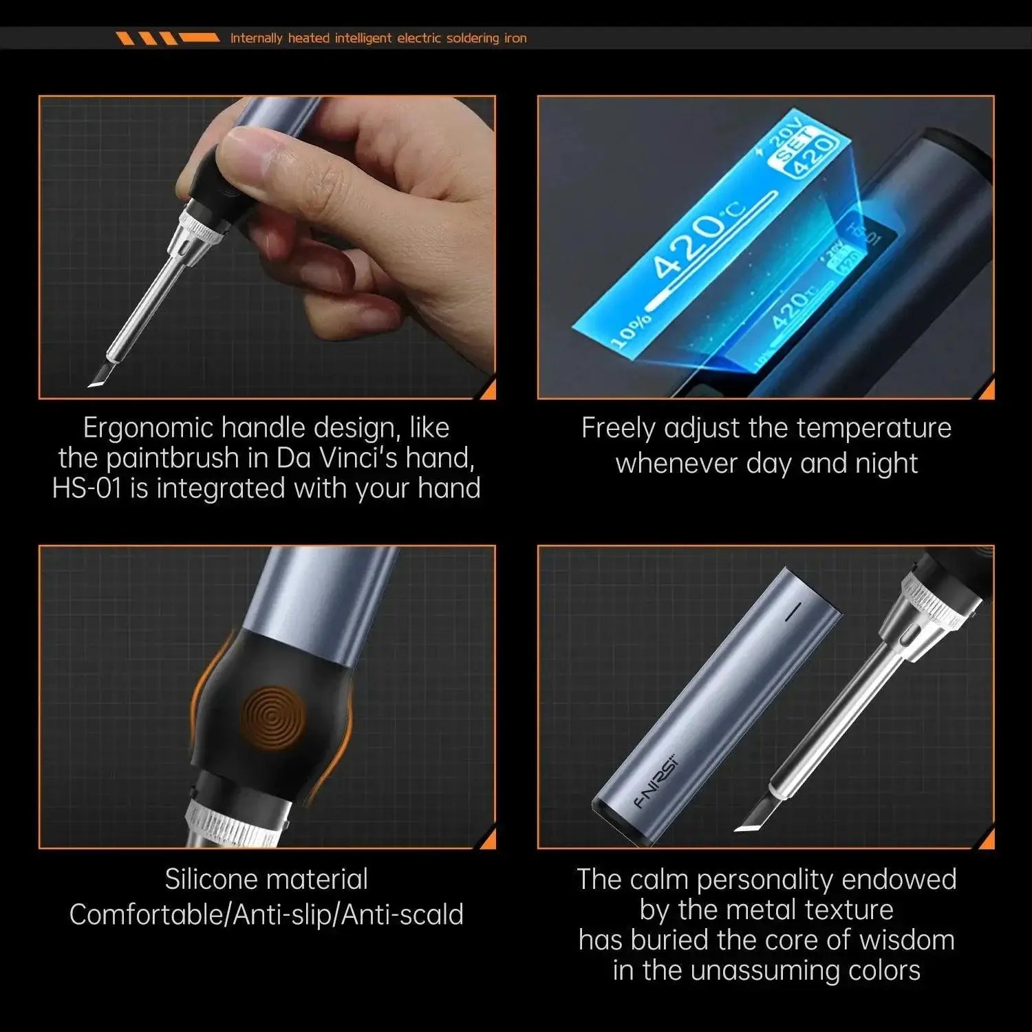 FNIRSI HS01 Adjustable Temperature Soldering Iron Pro Grade