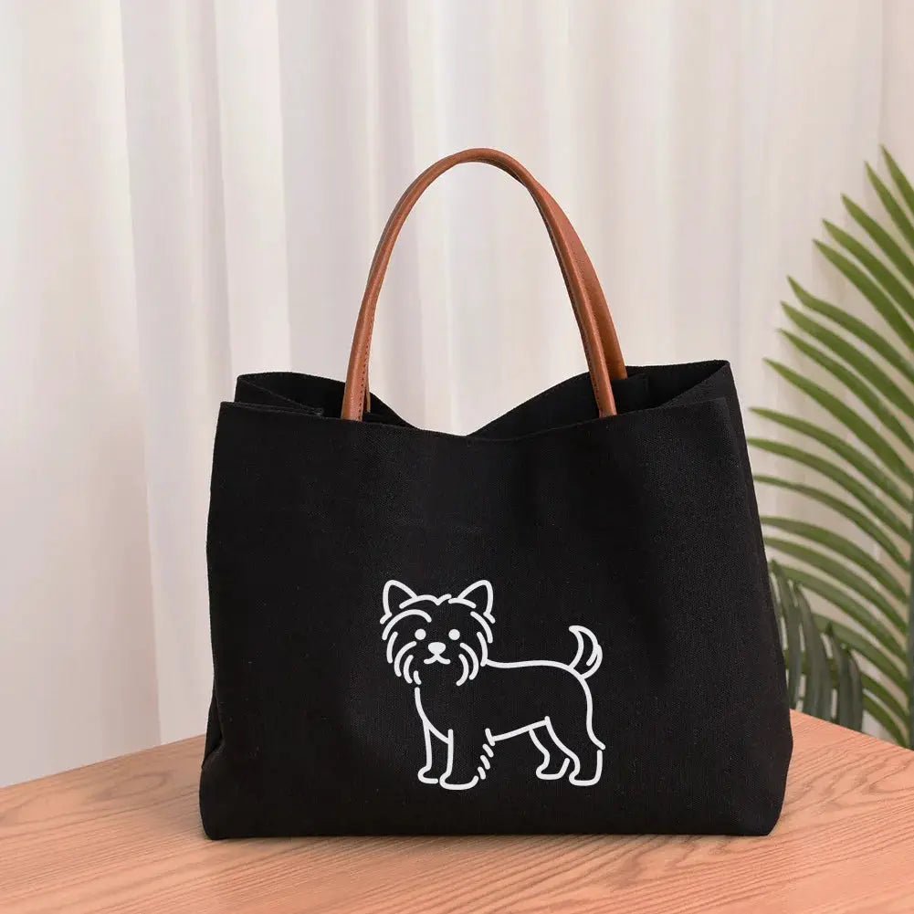 Adorable Dachshund Print Canvas Tote Bag For Women Gift Idea For Dog Lovers