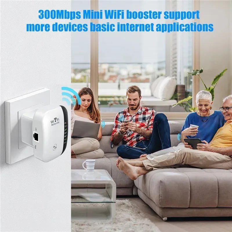 AeroLink 300Mbps WiFi Repeater - 2.4GHz Signal Booster For Home Office Coverage.
