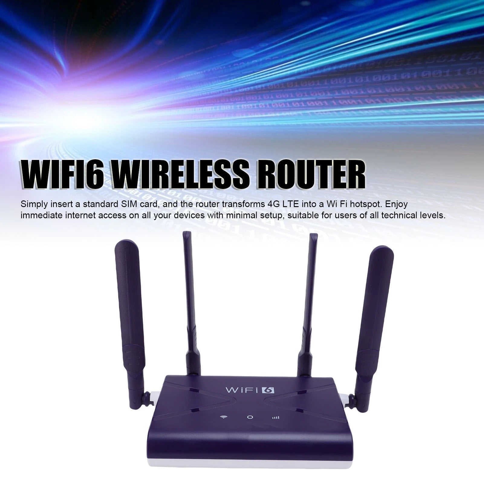 AeroLink WiFi6 LTE CPE Router - SIM Card Slot Four Antennas 4G 5G Hotspot UltraX