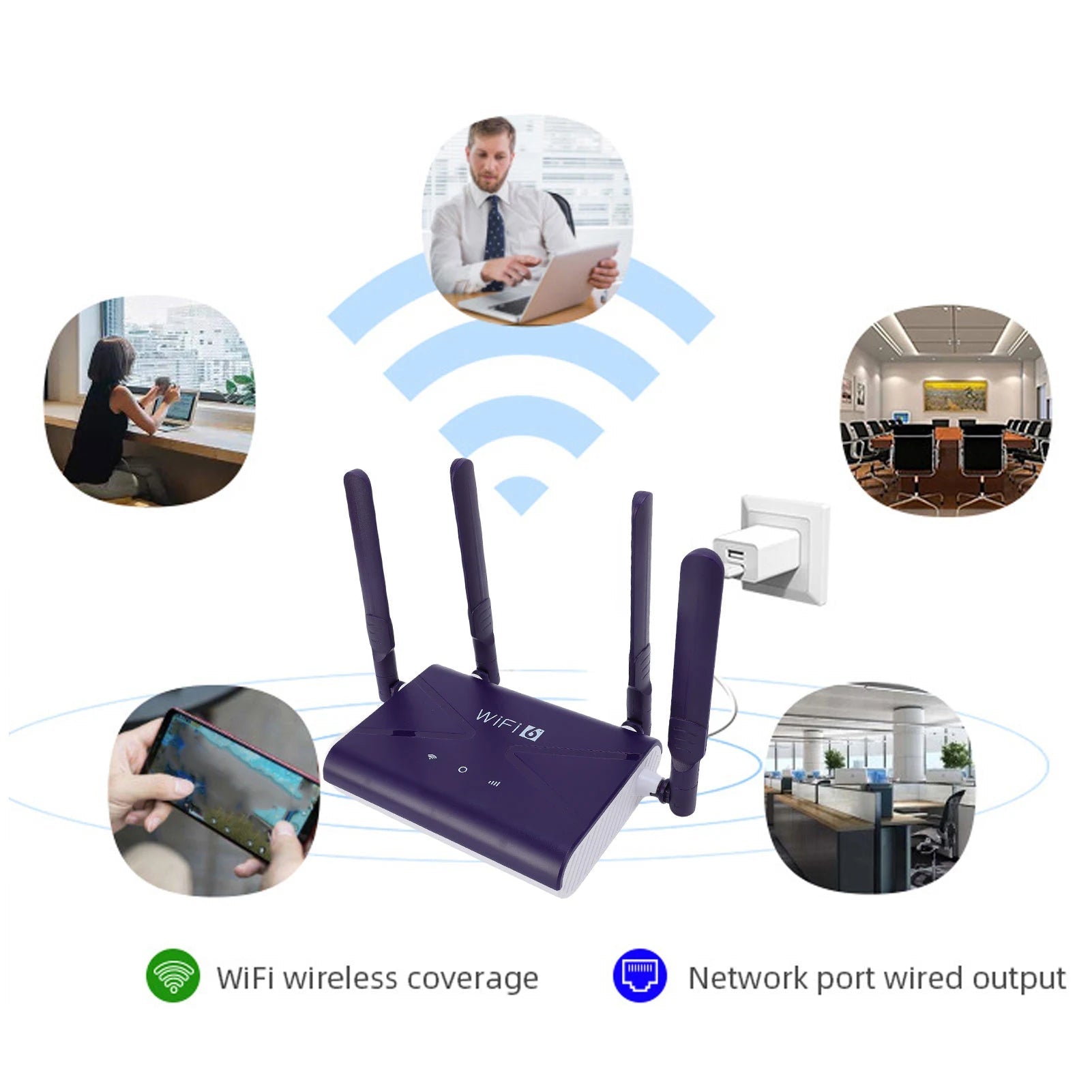 AeroLink WiFi6 LTE CPE Router - SIM Card Slot Four Antennas 4G 5G Hotspot UltraX