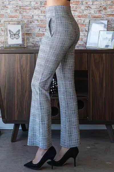 Heimish Full Size Plaid Flare Pants With Wide Waist Band Plus Size
