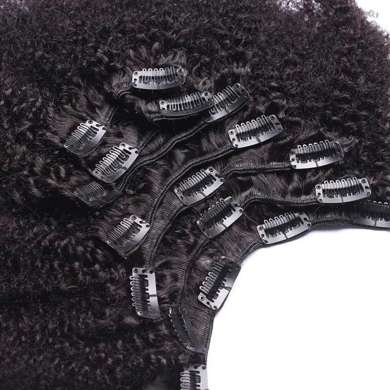 Afro Kinks Remy Human Hair Clip In Extensions For 4B 4C