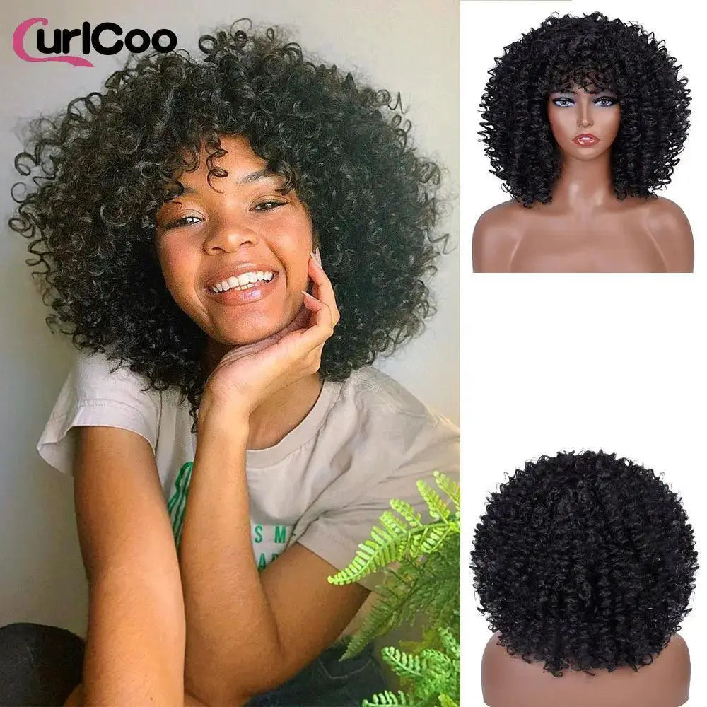 Afro Kinky Curly Ombre Wig Heat Resistant Cosplay Wig