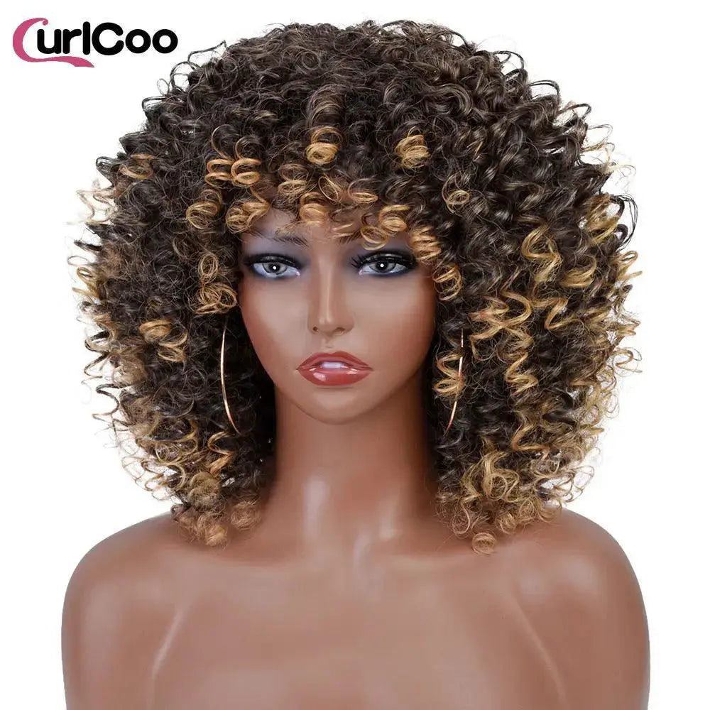 Afro Kinky Curly Ombre Wig Heat Resistant Cosplay Wig