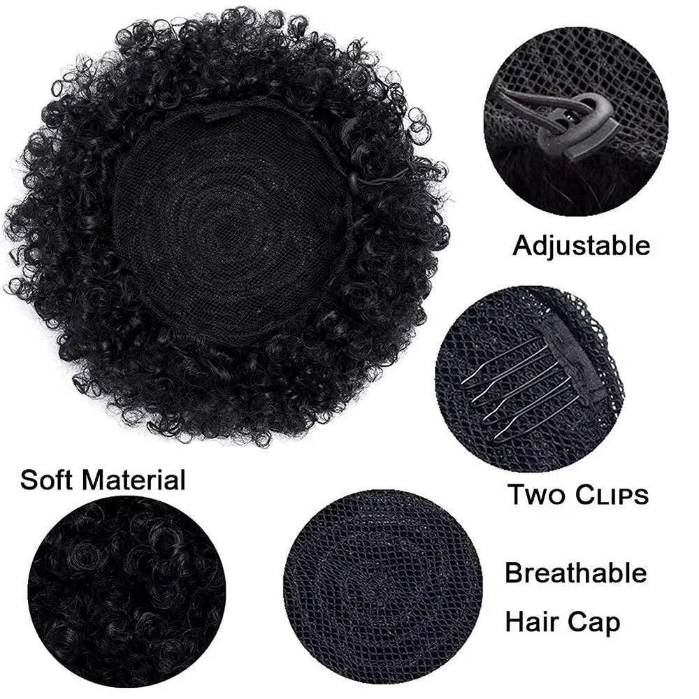 Afro Puff Kinky Curly Ponytail Hairpiece Clip In Extensions