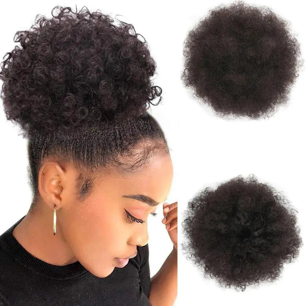 Afro Puff Kinky Curly Ponytail Hairpiece Clip In Extensions