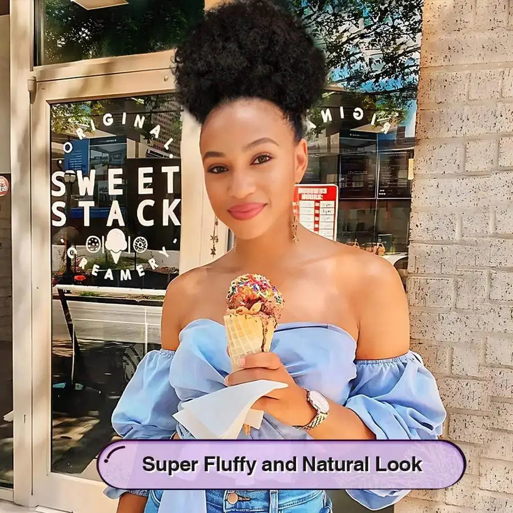 Afro Puff Ponytail Extension Voluminous Ombre Honey Blonde