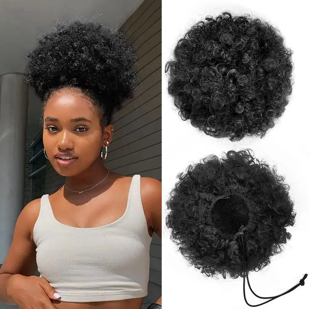 Afro Puff Ponytail Extension Voluminous Ombre Honey Blonde