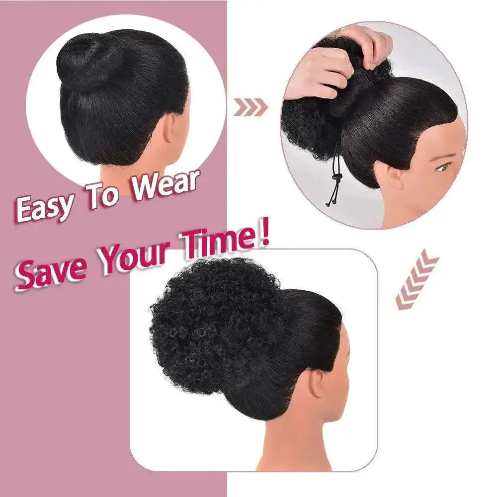 Afro Puff Ponytail Extension Voluminous Ombre Honey Blonde