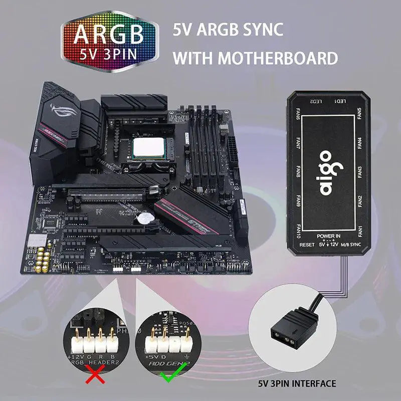 Aigo AR12 RGB PC Case Fan Upgrade Cooling Colorful Lights