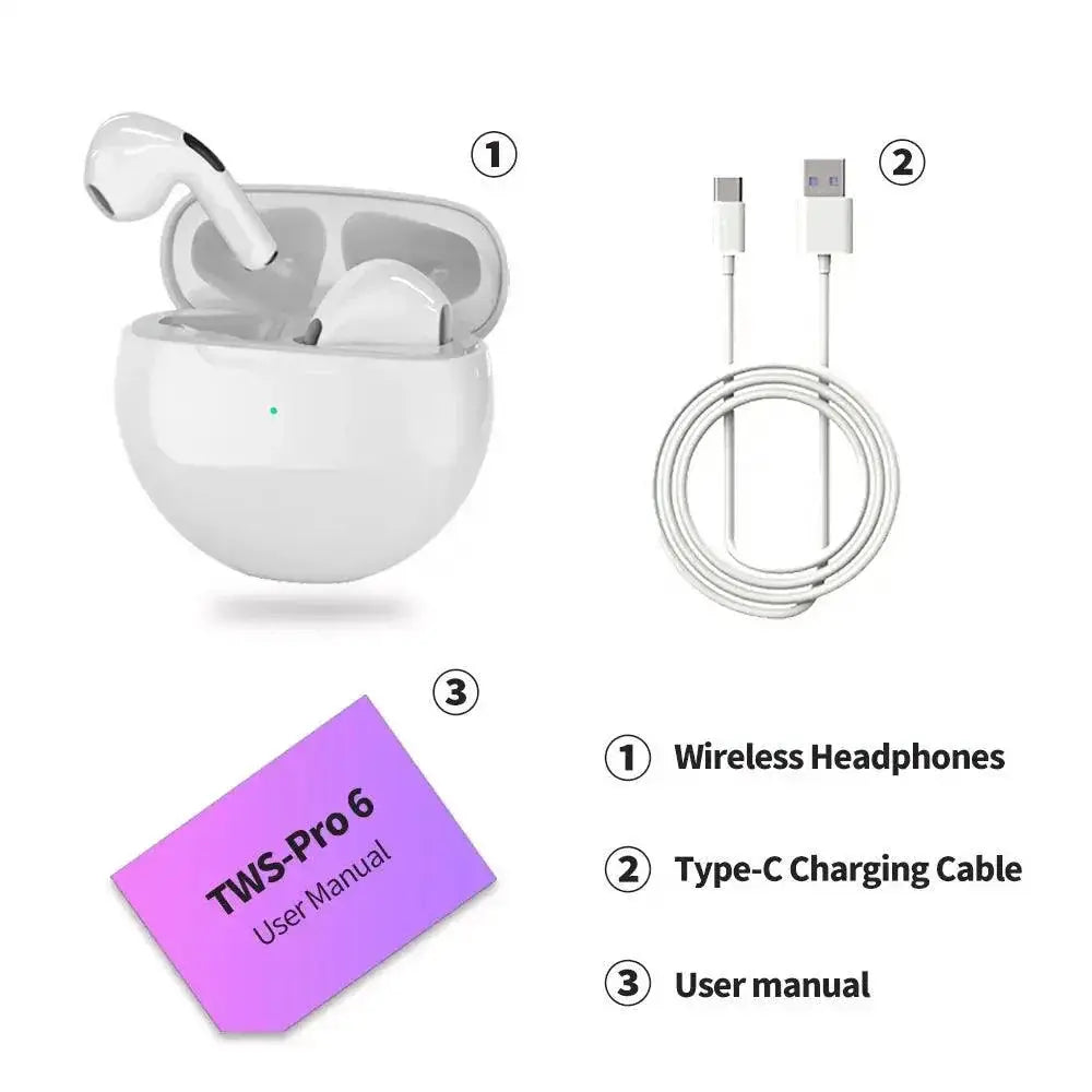 Air Pro6 TWS Wireless Earbuds Waterproof Touch Control Audio
