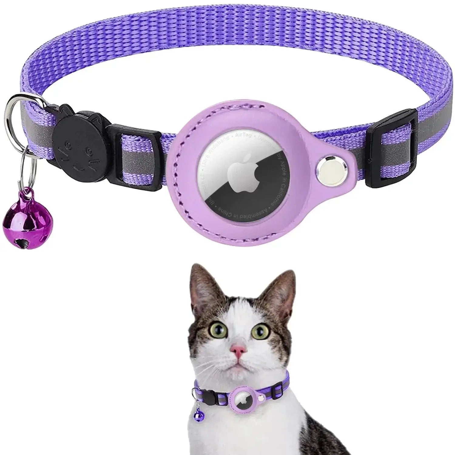 AirTag Collar With Reflective Case And Bells For Pets