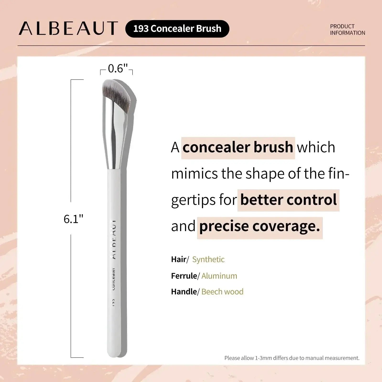 ALBEAUT Angled Concealer Brush For Precision Under Eye Tool