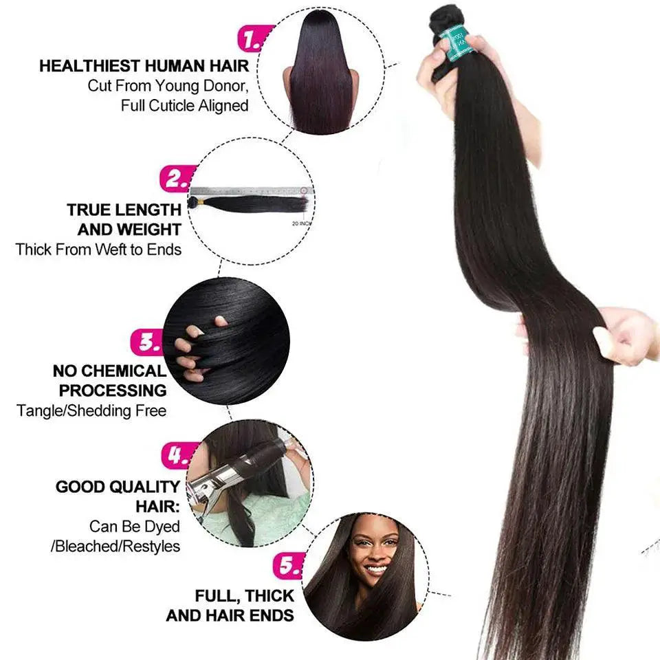 Ali Grace Brazilian Straight Hair Bundle Set With Closure