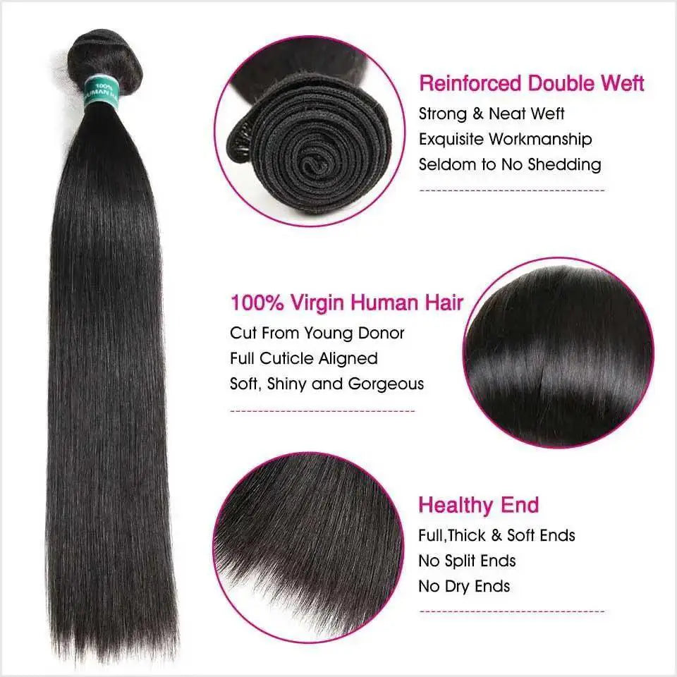 Ali Grace Brazilian Straight Hair Bundle Set With Closure