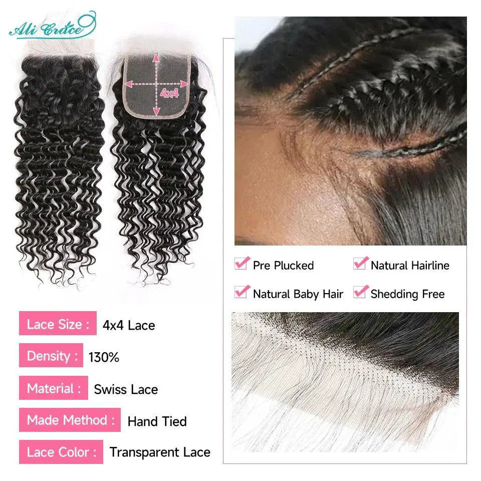 Ali Grace Deep Wave Swiss Lace Closure Premium Hair Beauty