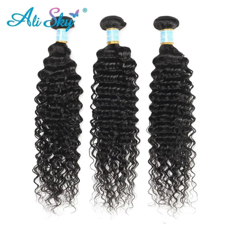 Alisky Deep Curly Brazilian Remy Human Hair Extensions