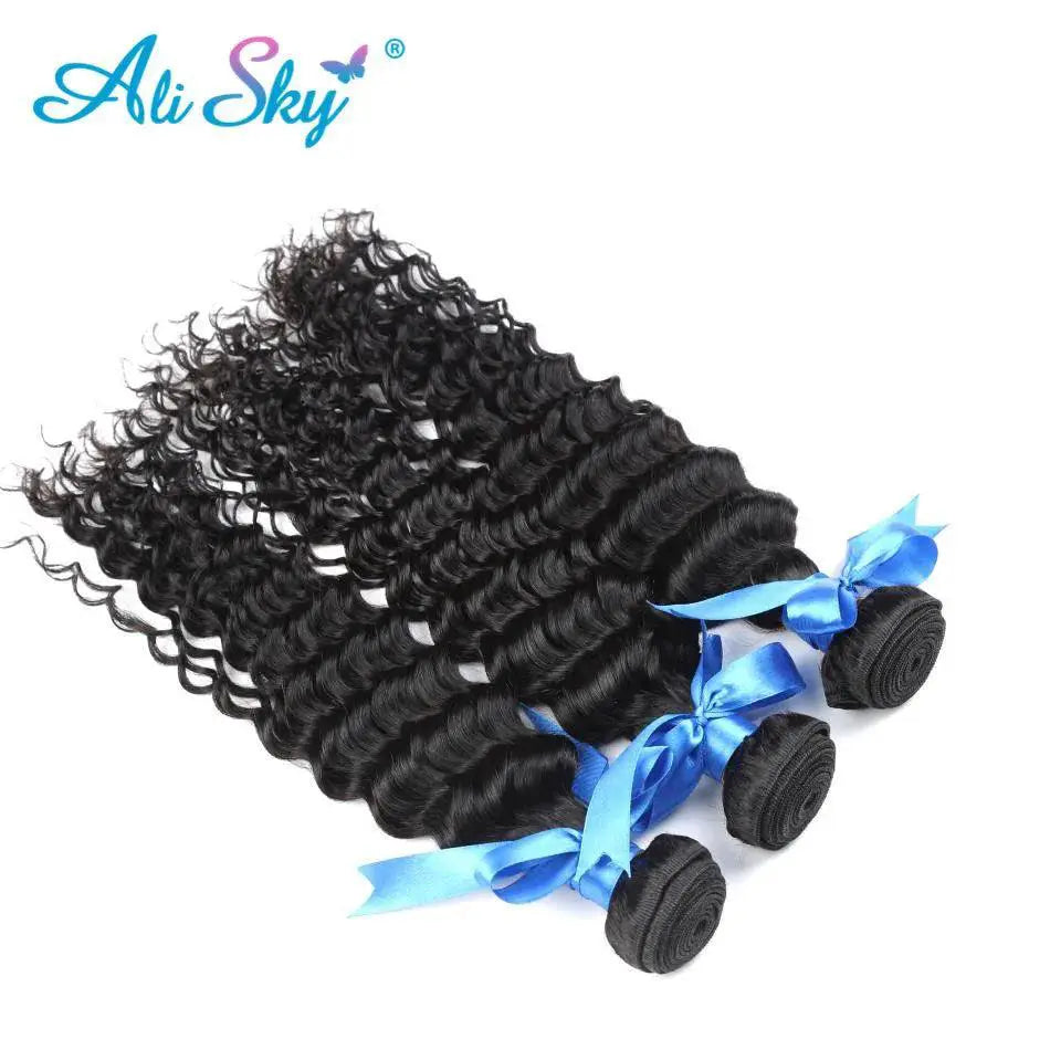 Alisky Deep Curly Brazilian Remy Human Hair Extensions