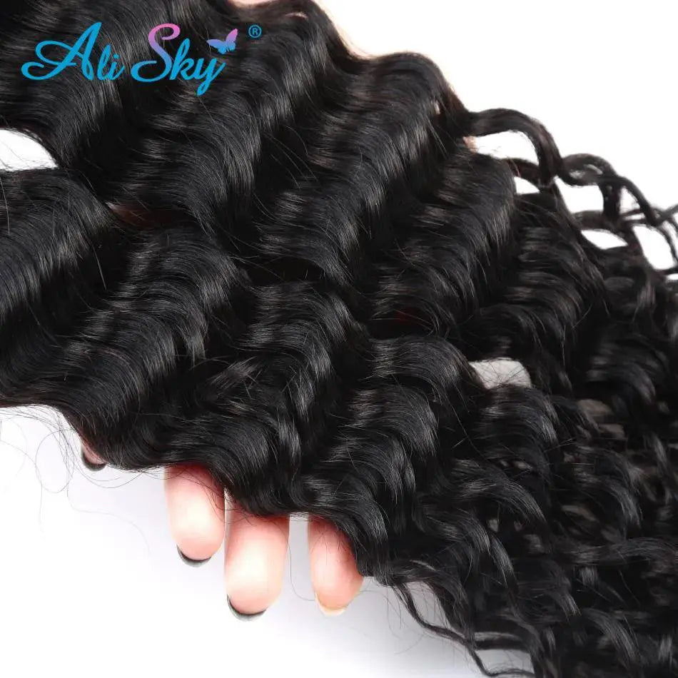 Alisky Deep Curly Brazilian Remy Human Hair Extensions