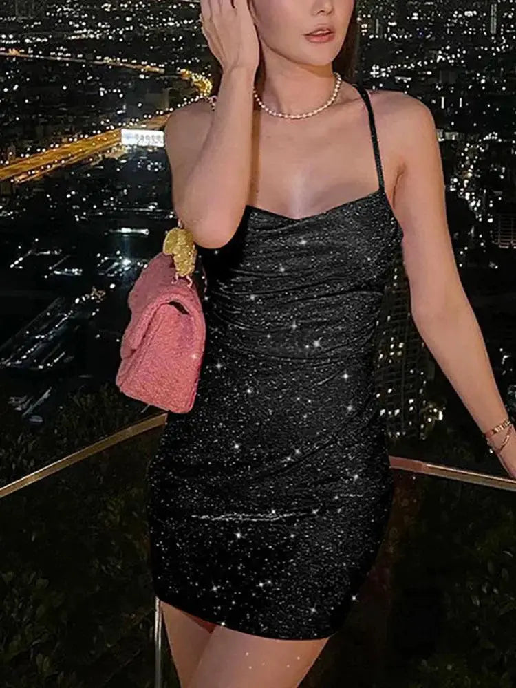 AllNeon Rave Glitter Sequins Dress Stylish Clubwear Glamour